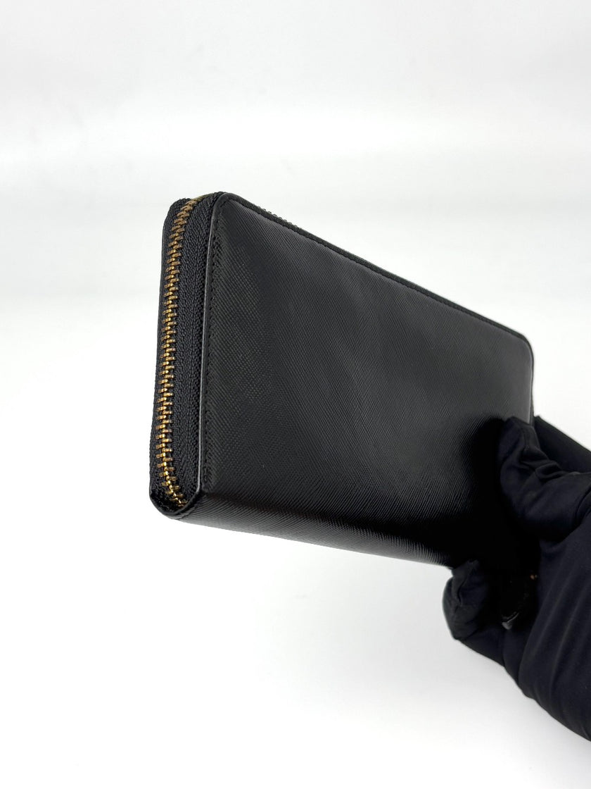[SALE] Preowned. Prada Zip Long Wallet Black|7017