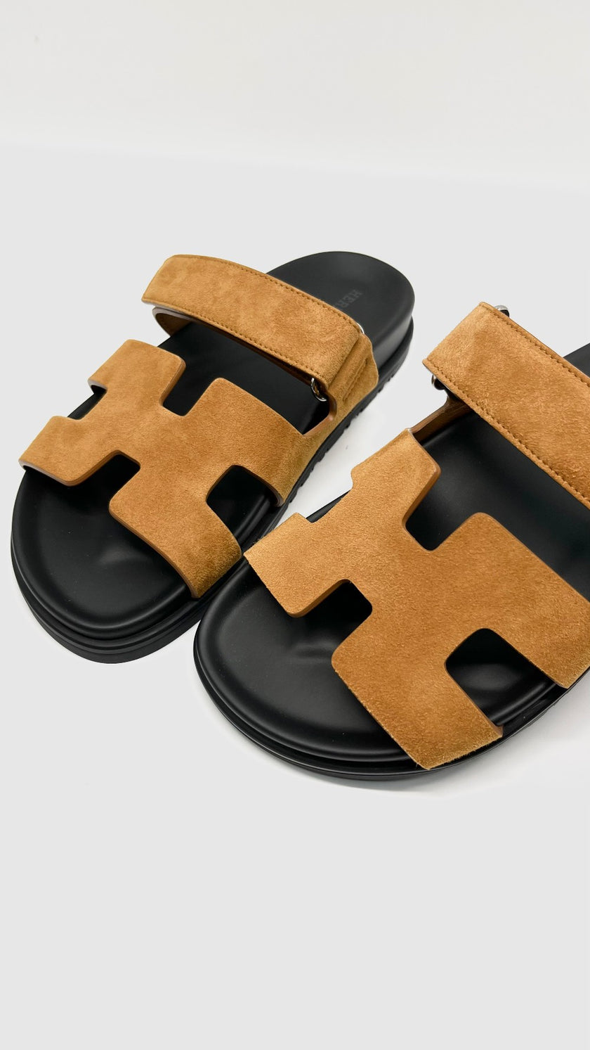 Brand New. Hermes Chypre Suede Camel. 37|13953