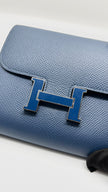 Like New. Hermes Constance Wallet Compact Blue|5527
