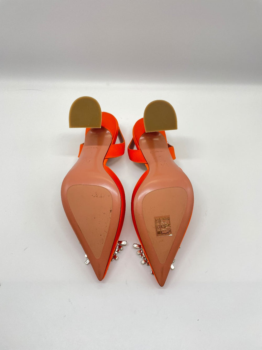 Brand New. Amina Muaddi Begum Heel Orange. 37|10031