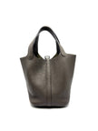 Preowned. Hermes Picotin 18 Etain Clemence PHW. ACT035BN|17436