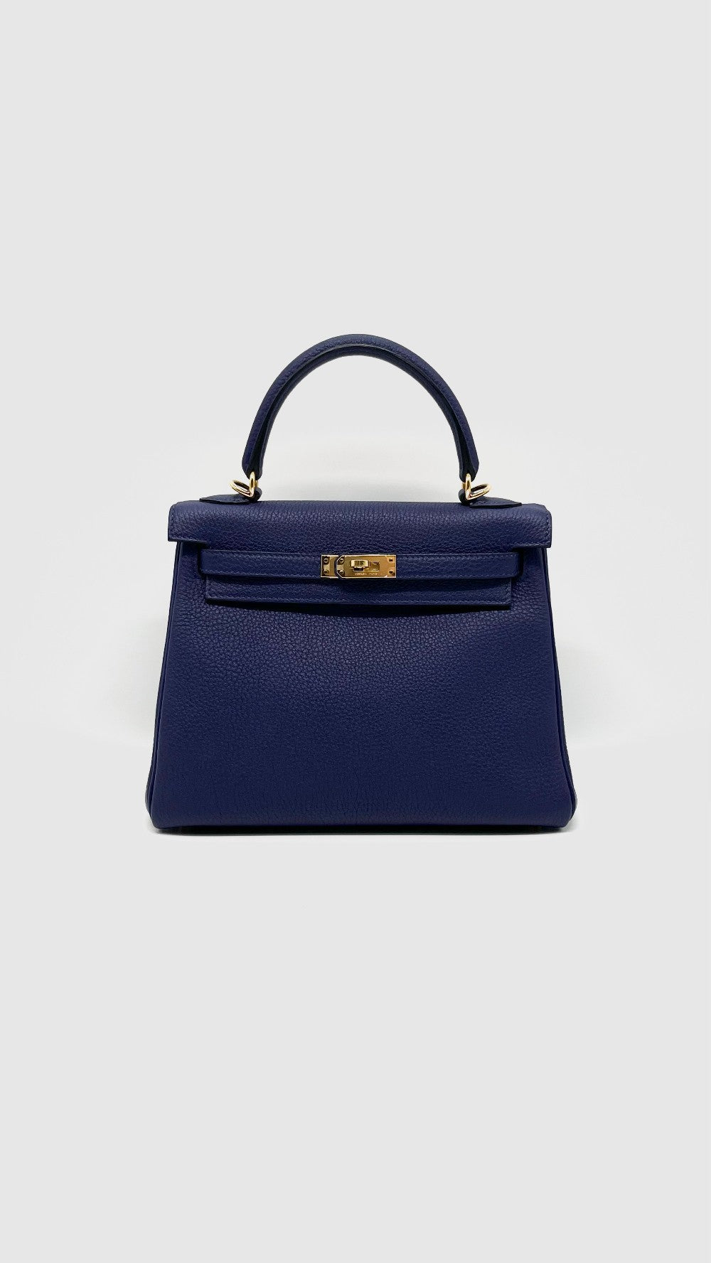 Preowned. Hermes Kelly 25 Blue Encre Togo GHW. CHT774CI|14146