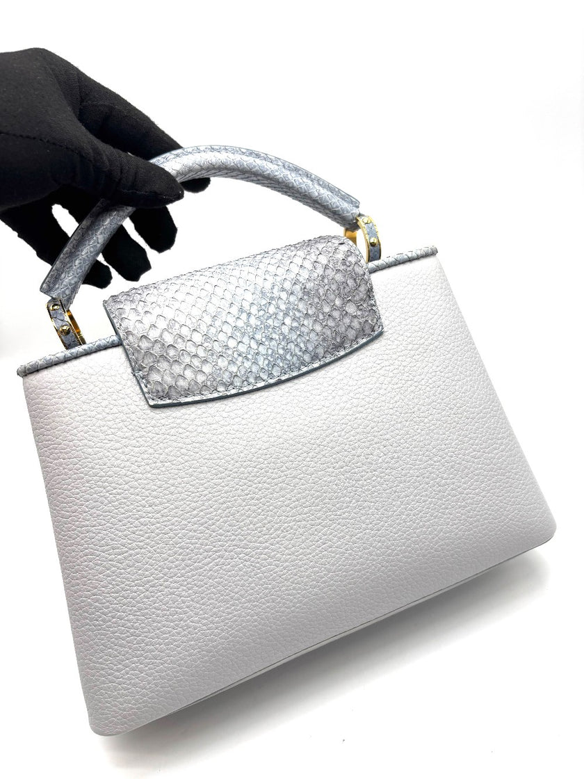 Like New. Lv Capucines BB Python Blue Grey GHW. MI1139|17208