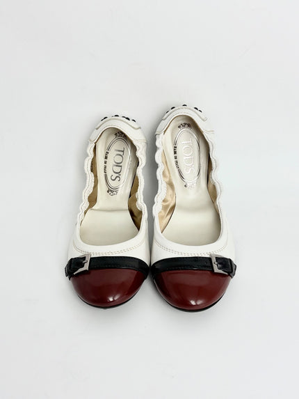 Preowned. Tods Flats White/Red. 37|12560