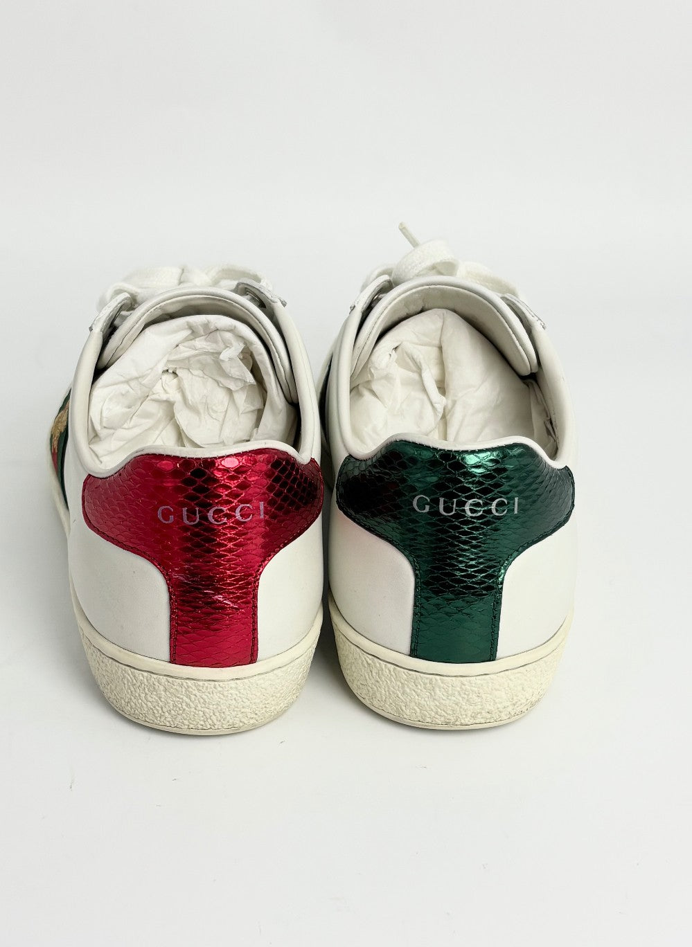 Preowned. Gucci Ace Embroidered Bee White Sneakers. 38|12959