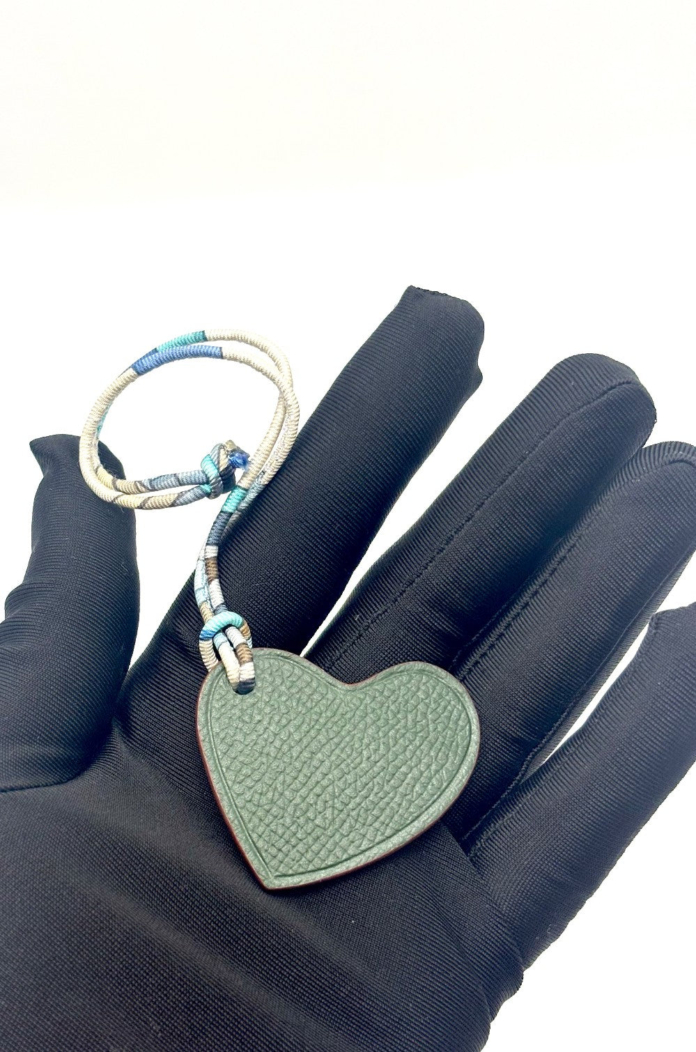 Preowned. Hermes Ptit H Heart Vert Cypress/Etoupe|17506