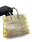 Preowned. Hermes Birkin 25 Lizard Ombre PHW. Square K|17468