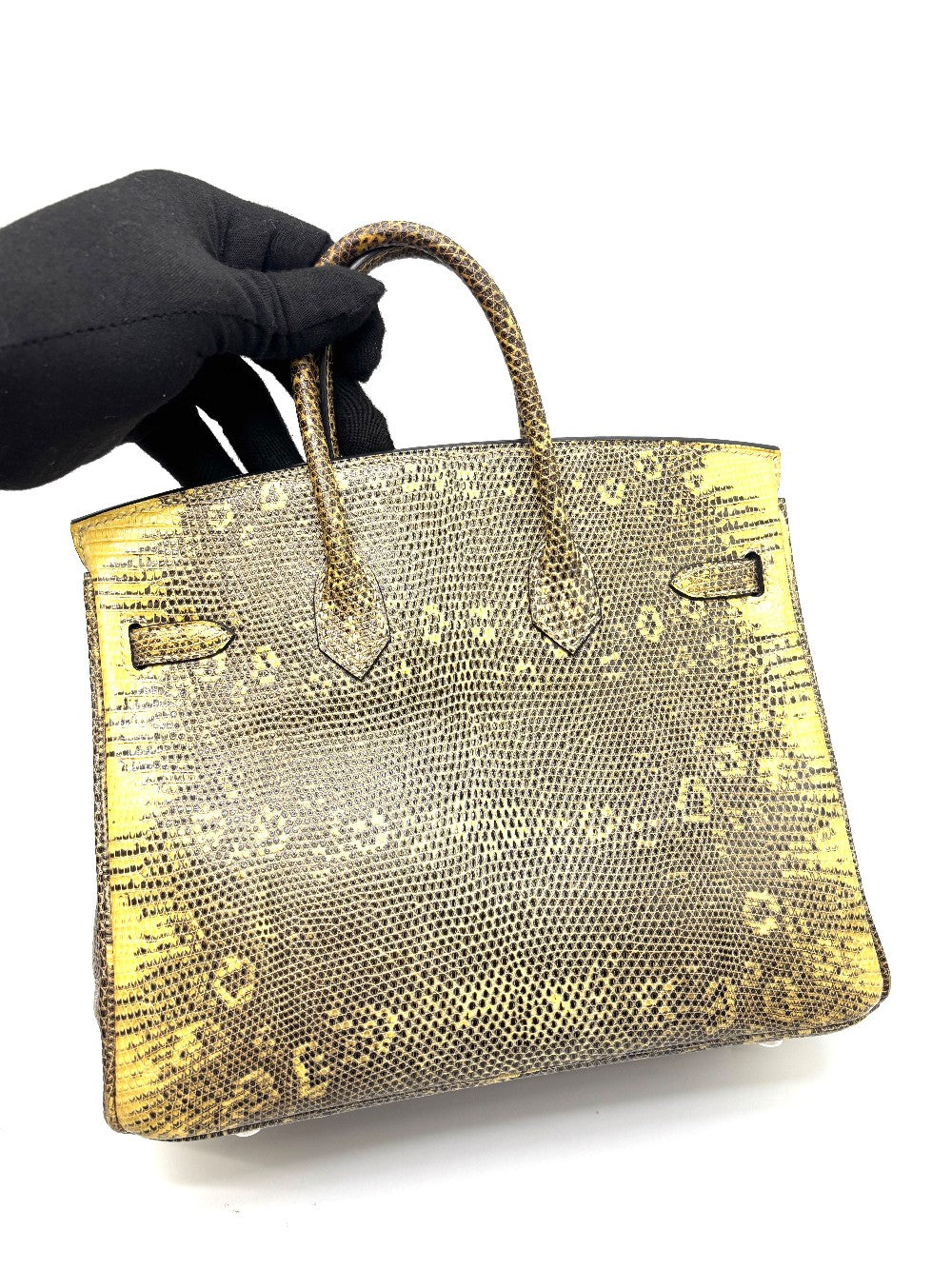 Preowned. Hermes Birkin 25 Lizard Ombre PHW. Square K|17468
