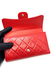 Preowned. Chanel Trifold Red Long Wallet Caviar SHW. 18732120|17973