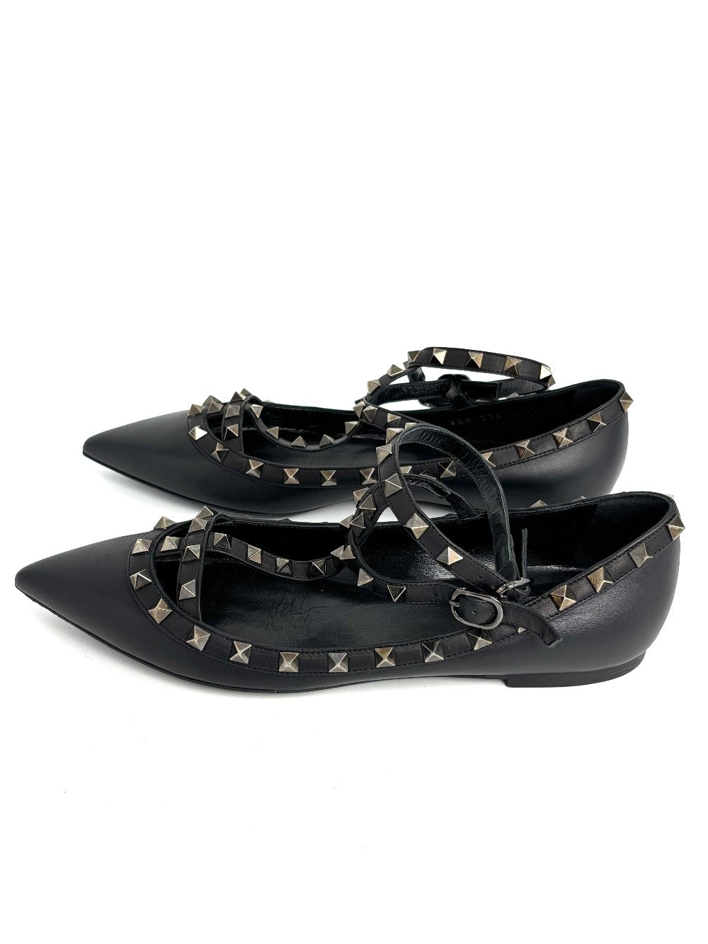 Preowned. Valentino Cage Flats Black. 39.5|12654
