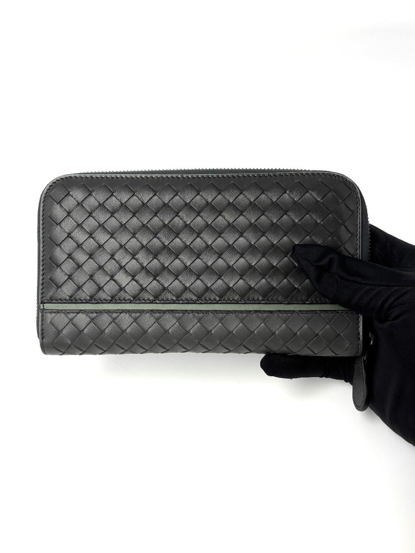 Brand New. Bottega Zip Around Long Wallet Gray|8114