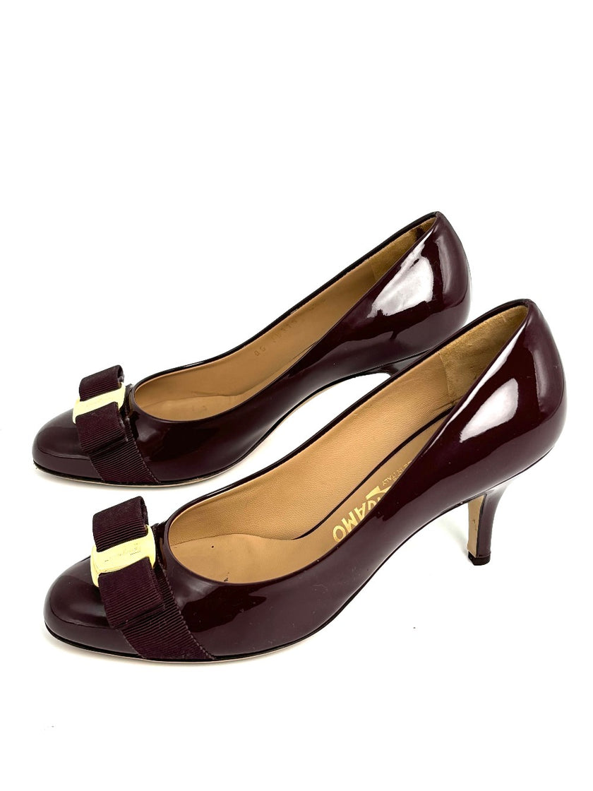 Preowned. Ferragamo Low Heel Bordeaux. 36.5|12568