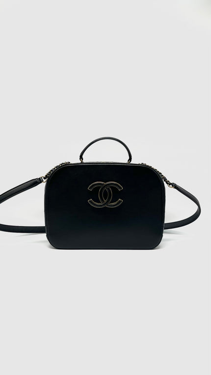 Preowned. Chanel Coco Curve Small Vanity Black In Goatskin And Quilted Calskin. 24574765|11397