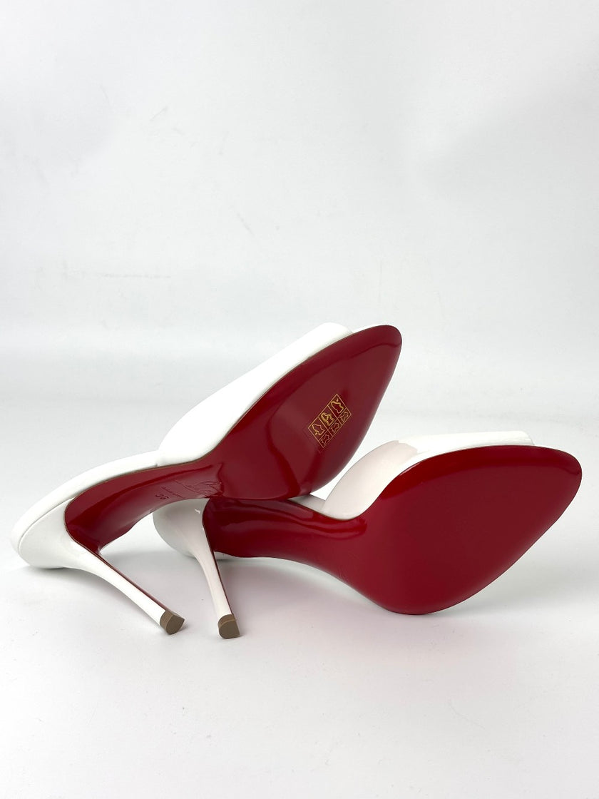 Brand New. Christian Louboutin Miss Z Mule White Patent. 36|7254