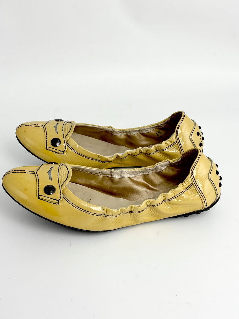 Preowned. Tods Dolls Shoes Yellow. 39|12841