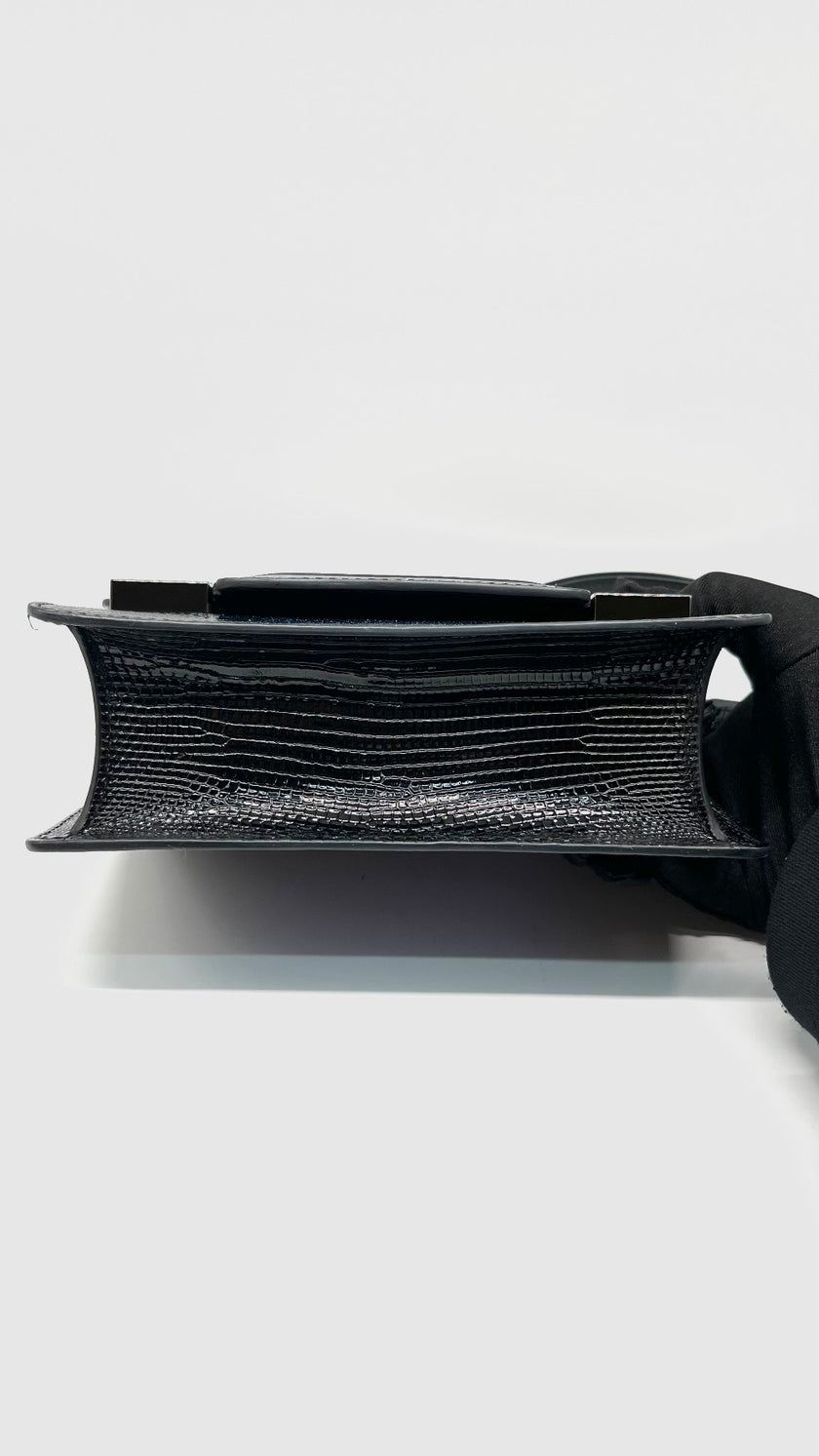 Unused. Delvaux Madame Lizard Iridescent Black|13139