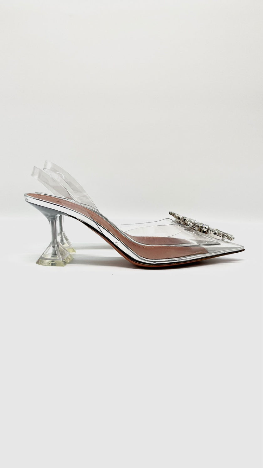 Brand New. Amina Muaddi Begum Glass Heel. 36|10621