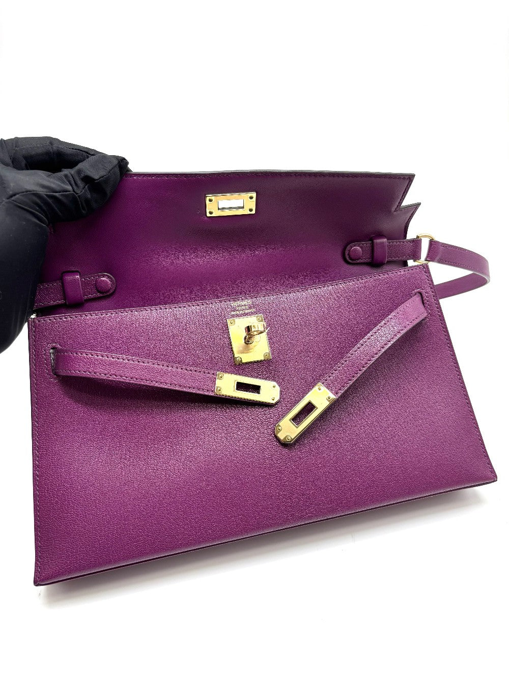 Brand New. Hermes Kelly Elan Anemone Evercolor GHW. WGN634AO|8834