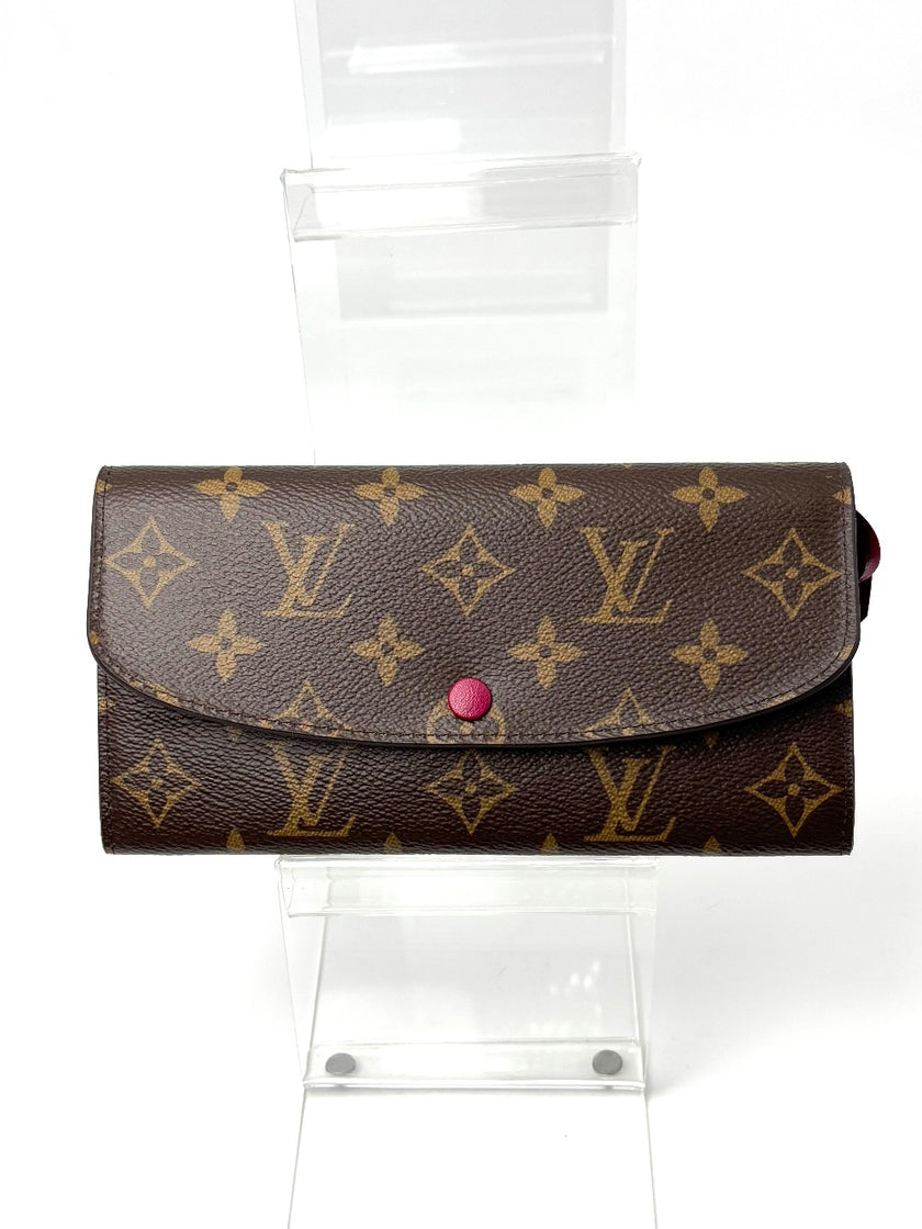 Preowned. LV Emily Fuchsia Monogram Long Wallet|6637