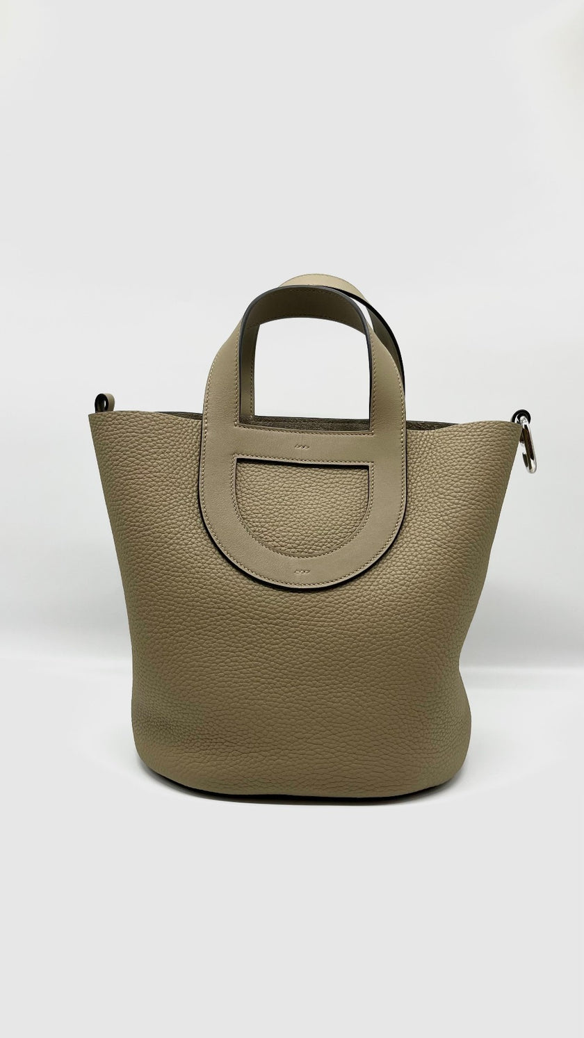 Brand New. Hermes In The Loop 23 Clemence Beige Marfa PHW. BAM008UH|5045