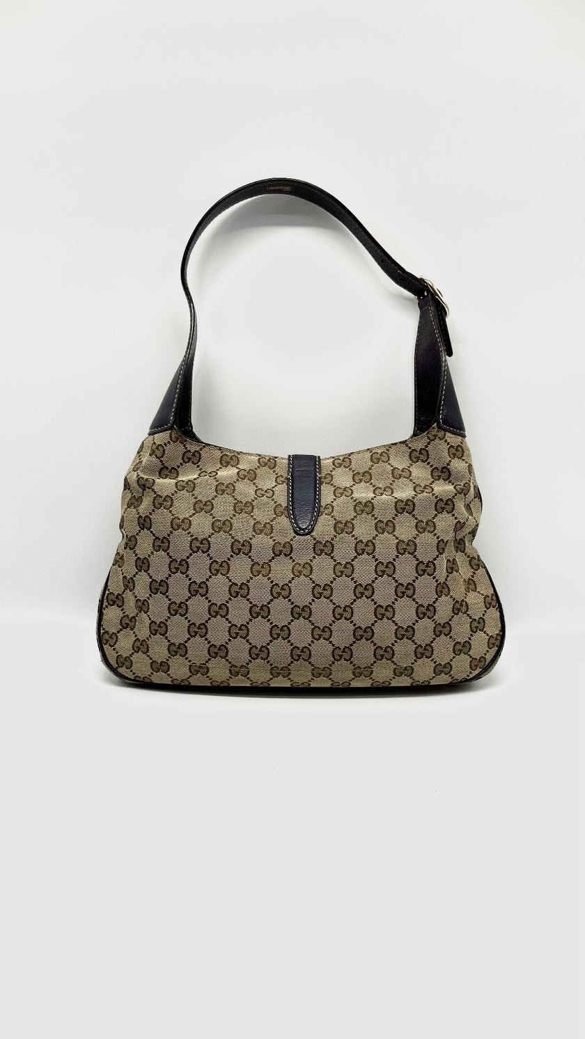 [SALE] Preowned. Gucci Jackie Hobo Canvass Dark Purple. 137335491404|10875