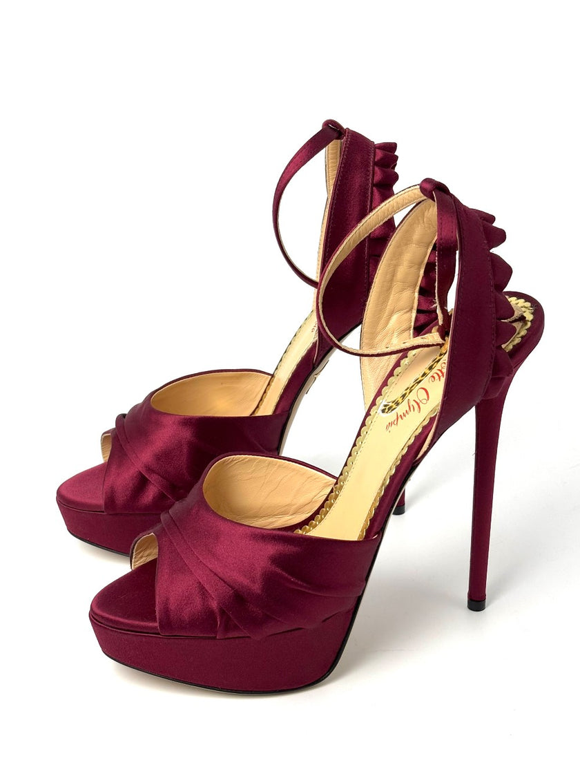 Brand New. Charlotte Olympia Heel Maroon. 39|8577