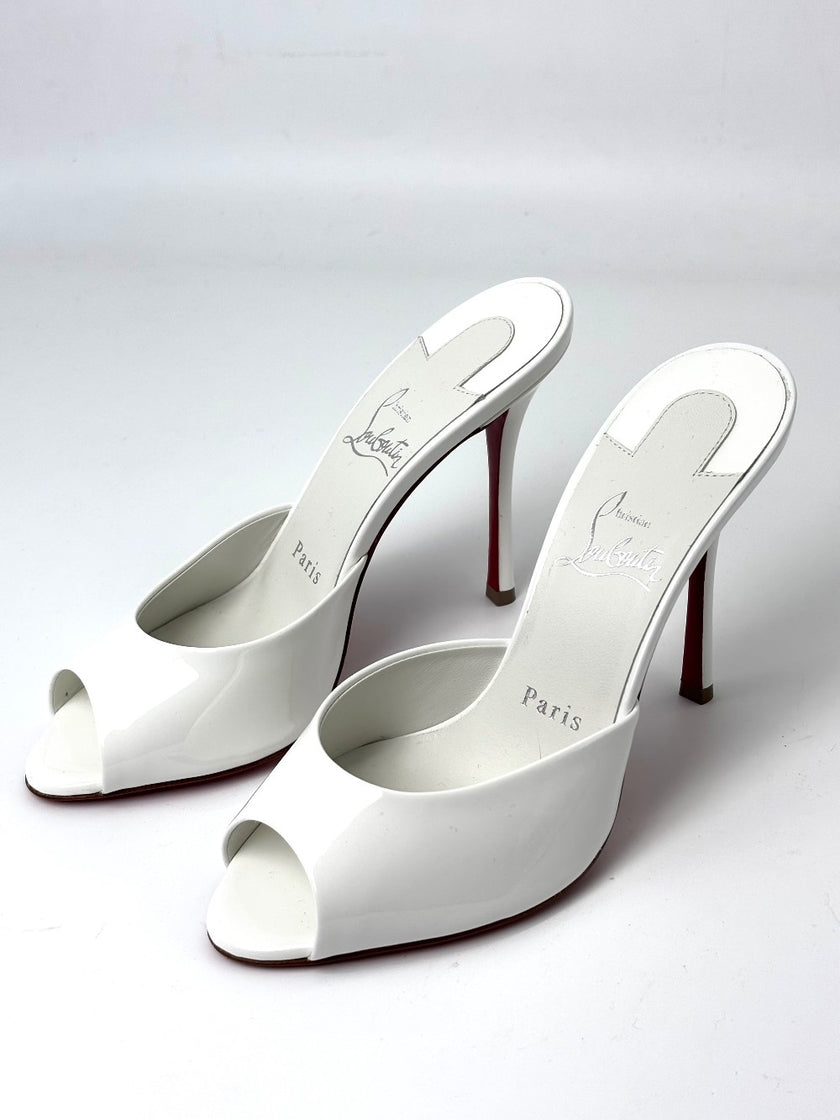 Brand New. Christian Louboutin Miss Z Mule White Patent. 36|7251