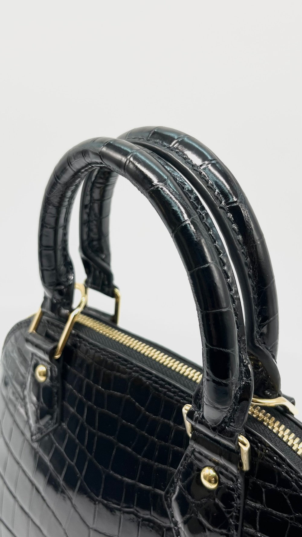 Brand New. LV Alma BB Vernis Croc Black|7858