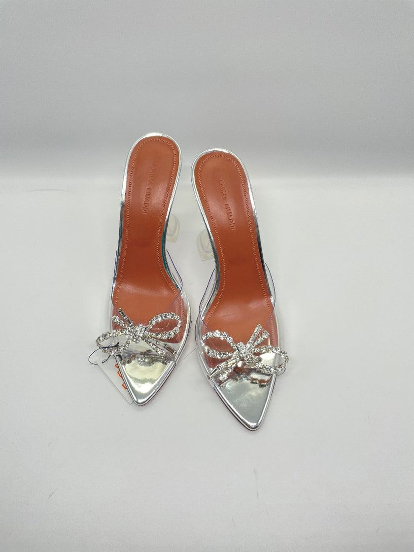 Brand New. Amina Muaddi Rosie Glass Heel. 37|10012