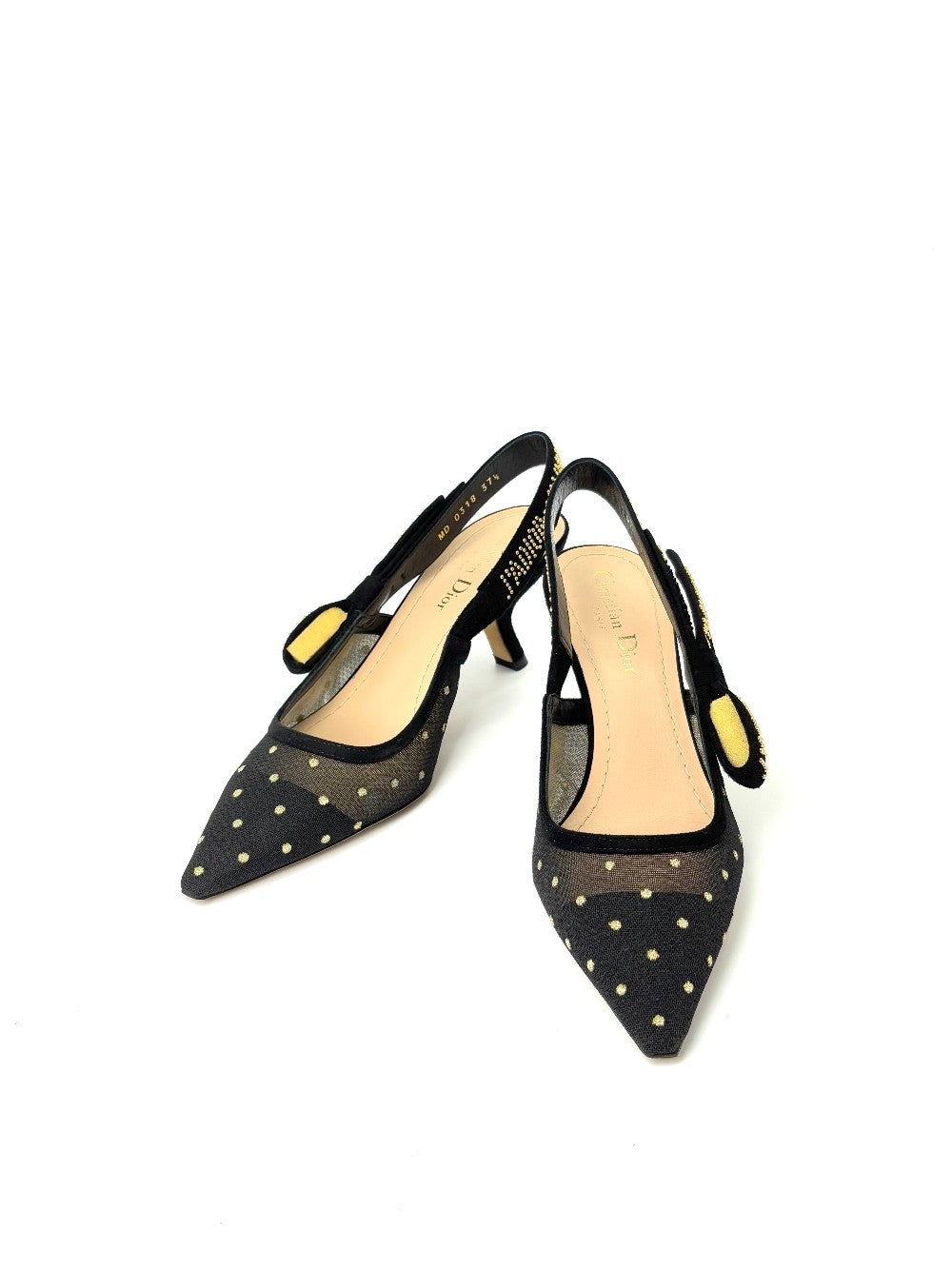 Brand New. Dior Low Heel Slingback Mesh Black. 37.5|7458