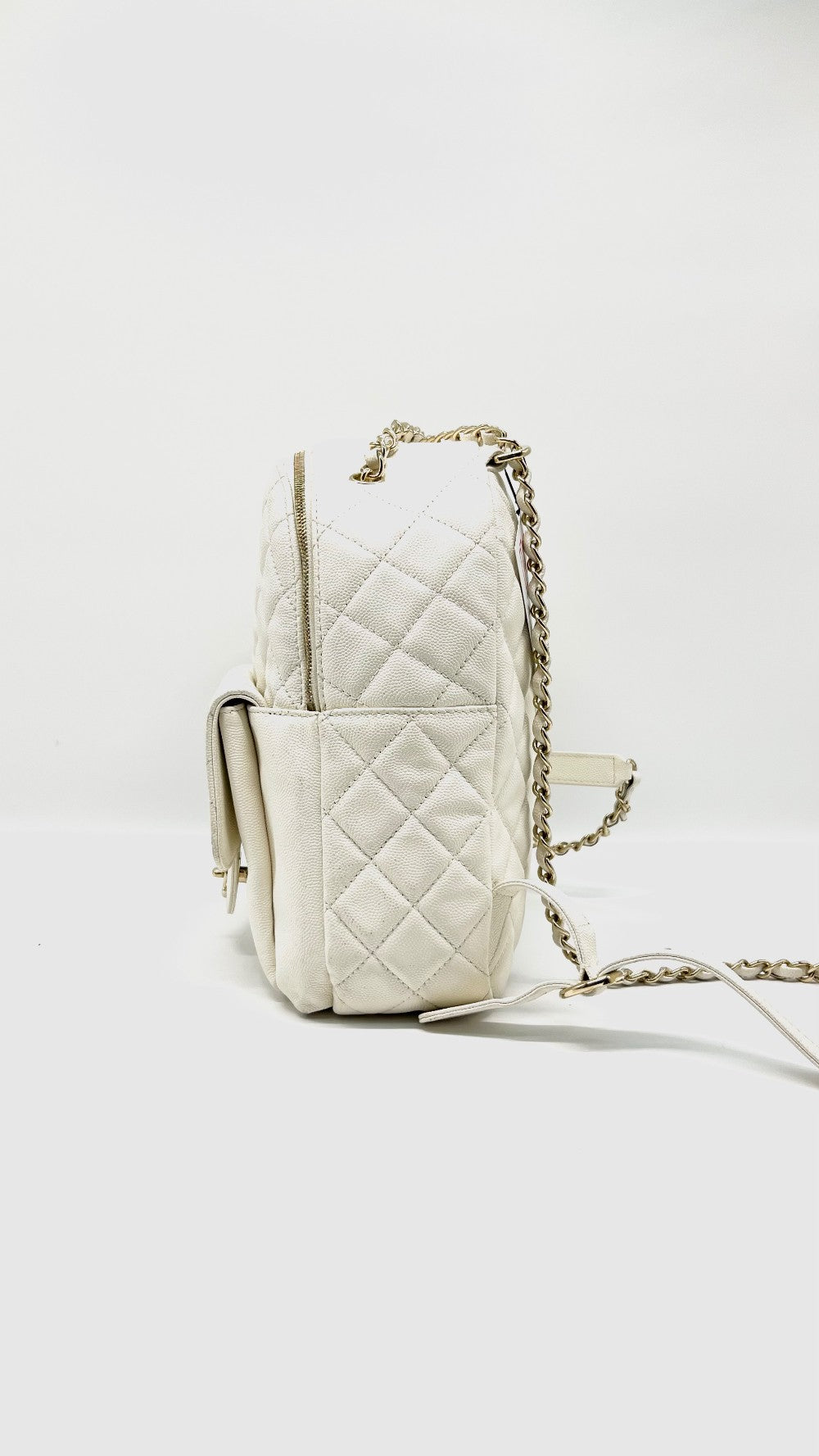 Preowned. Chanel CC Day Backpack White Caviar GHW. 27035013|13834