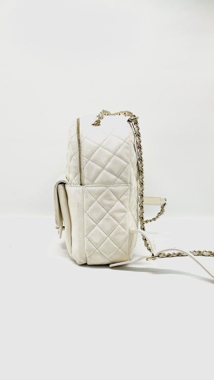 Preowned. Chanel CC Day Backpack White Caviar GHW. 27035013|13834