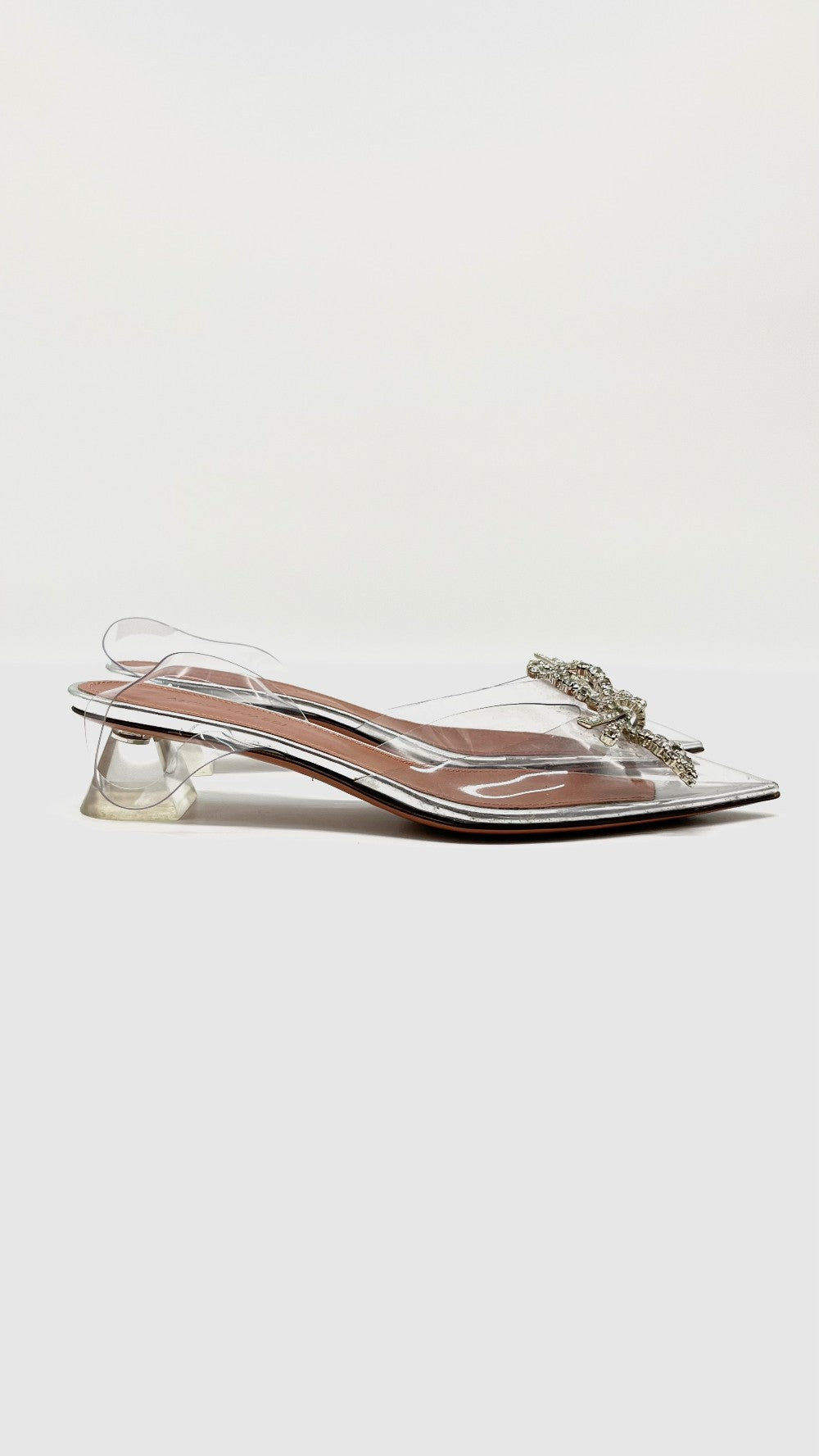 Brand New. Amina Muaddi Begum Glass Heel. 36|10629