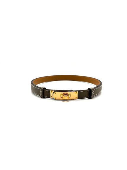 Brand New. Hermes Kelly Belt Etoupe RGHW. KAM440UH|17033