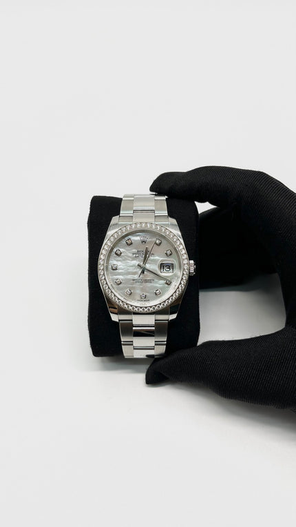 Preowned. Rolex DJ 36mm MOP Dial with Diamonds Steel Oyster Bracelet 12.5 Links 2015|14393