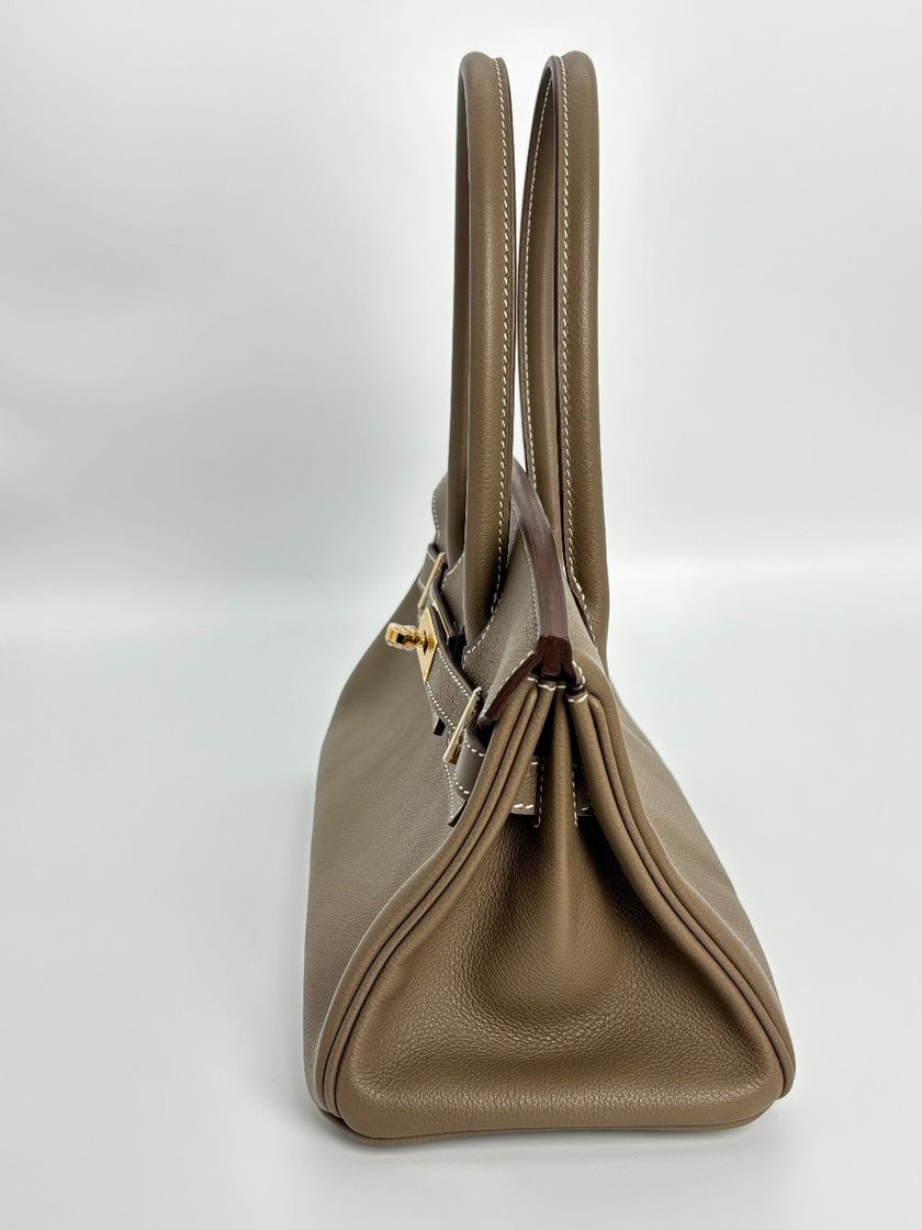Brand New. Hermes Birkin Shoulder 29 Etoupe GHW. KPY644UU|3283