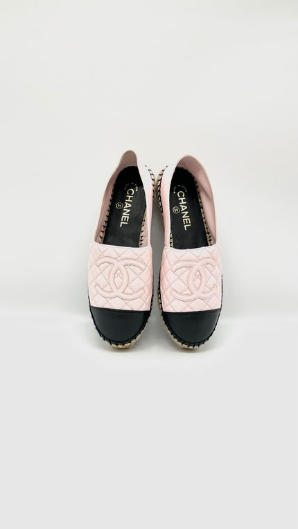 Brand New. Chanel Espadrille Pink/Black. 38|10614
