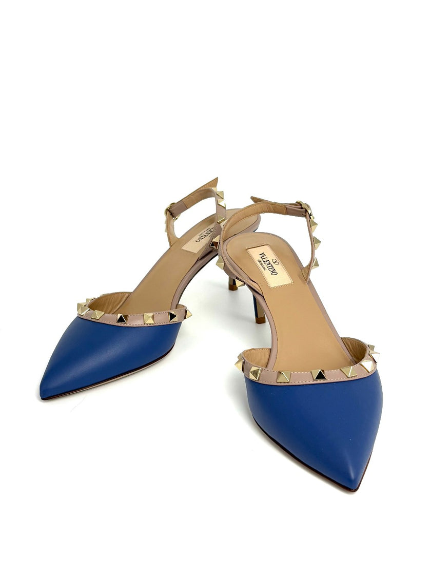 Brand New. Valentino Slingback Kitten Heel Blue. 38|8420