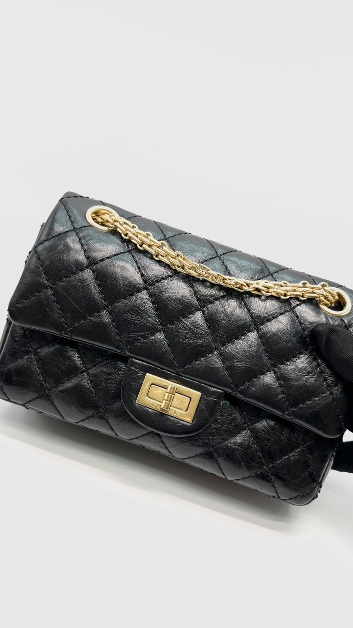 Like New. Chanel Reissue Mini Rectangular Flap Black Calfskin GHW. 23542620|16433