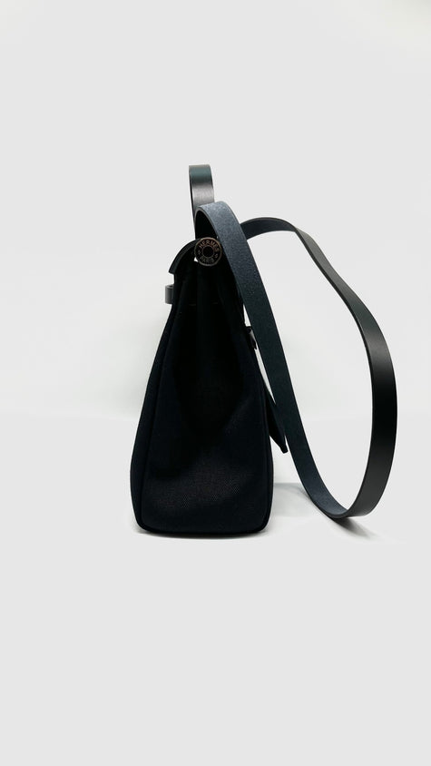 Brand New. Hermes Herbag 31 Black PVD HW Canvass/Vache Hunter. KCH009BD|11664