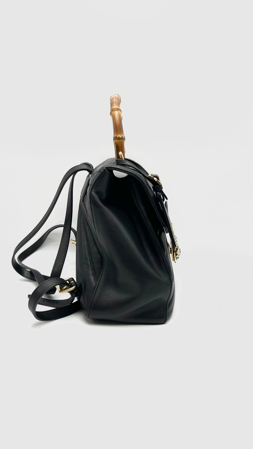 Preowned. Gucci Queen Margaret Bamboo Backpack|15671