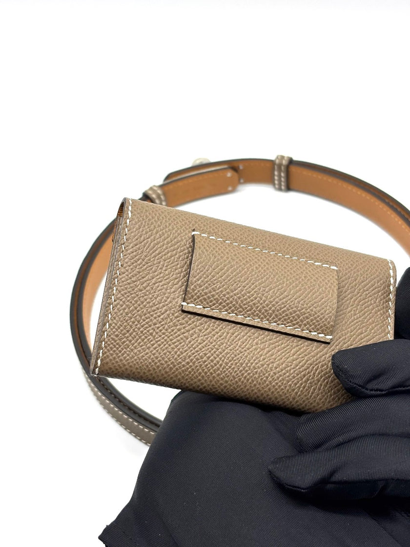 Brand New. Hermes Kelly Pocket Belt Etoupe PHW. UMI340IA|8892