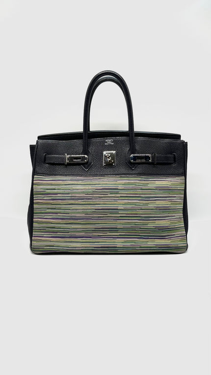 Preowned. Hermes Birkin 35 Vibrato Blue Indigo Togo PHW. G24C|13928