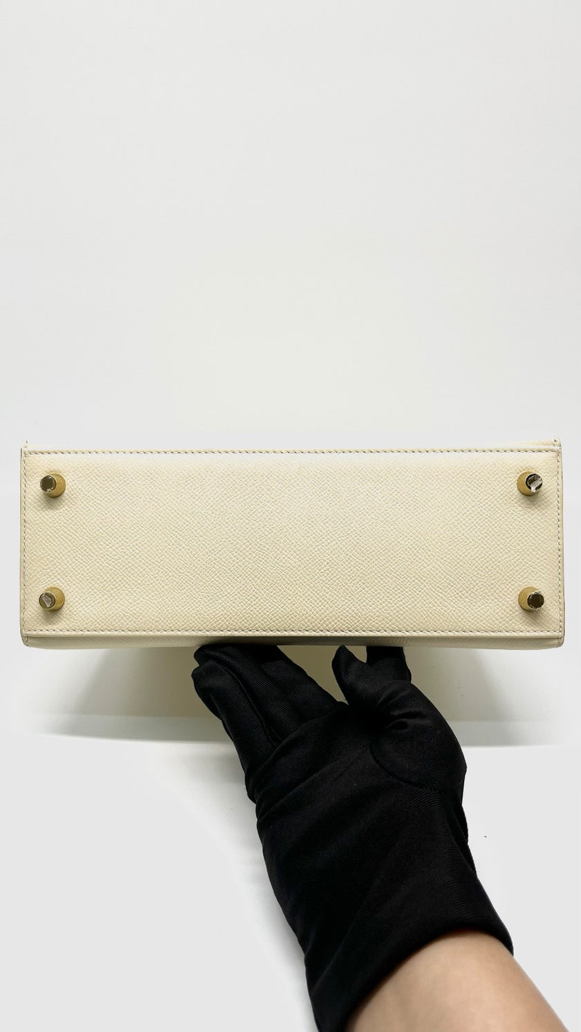 Like New. Hermes Kelly 25 Nata Epsom Sellier GHW. UAP088SN|14898