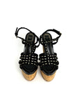 Preowned. Dior Antica Wedge Black Suede&Patent. 36.5|12891