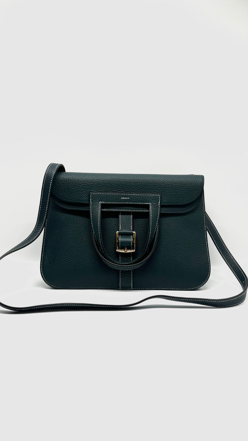 Brand New. Hermes Halzan 31 Togo Vert Bosphore GHW. CBT011TD|11425