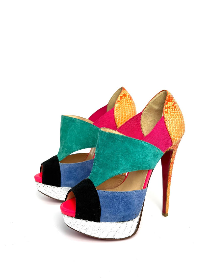 Like New. Louboutin Open Toe Multicolor Heel. 35|10746