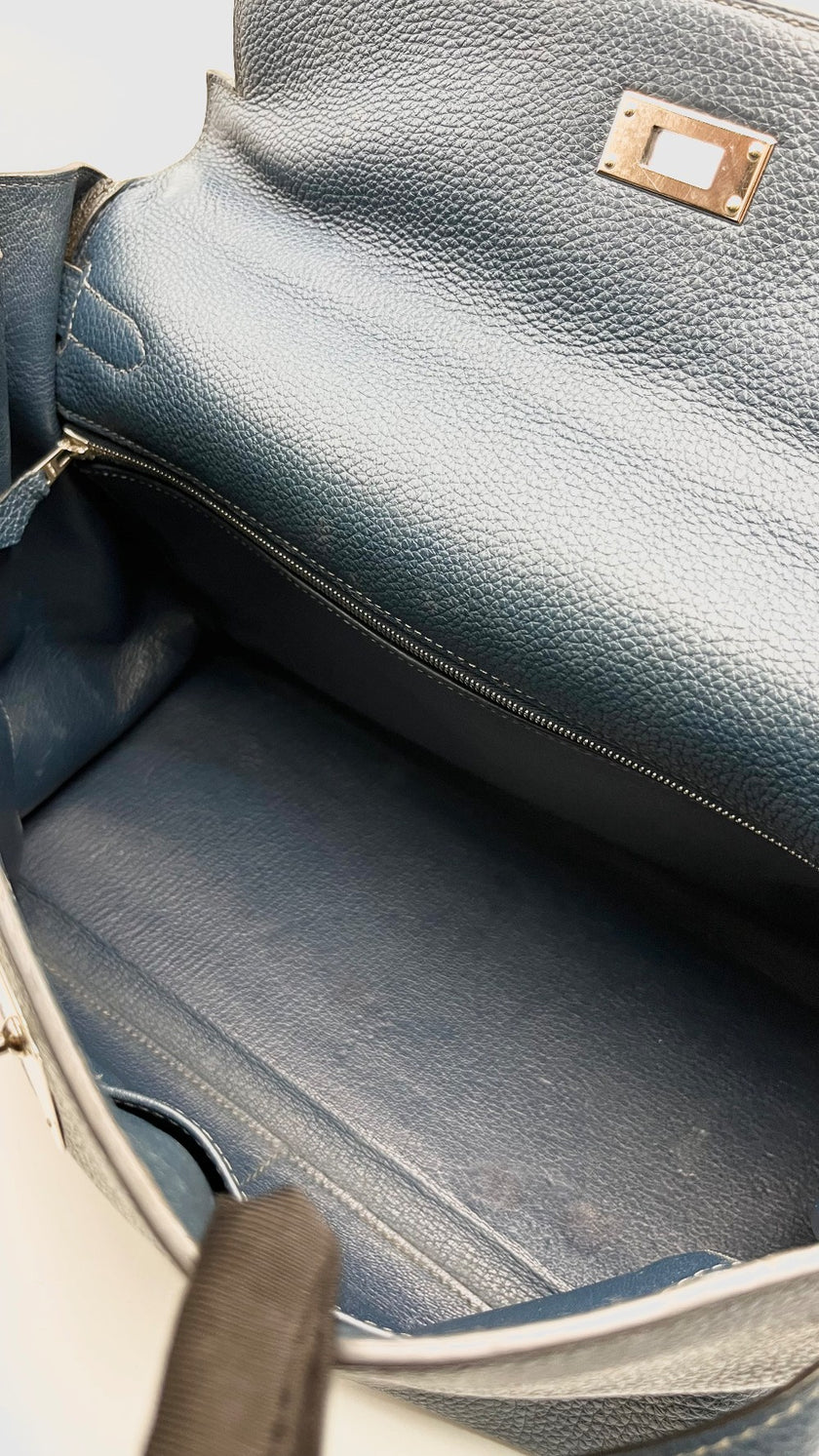Preowned. Hermes Kelly 35 Blue Marine Togo PHW. N32|16158