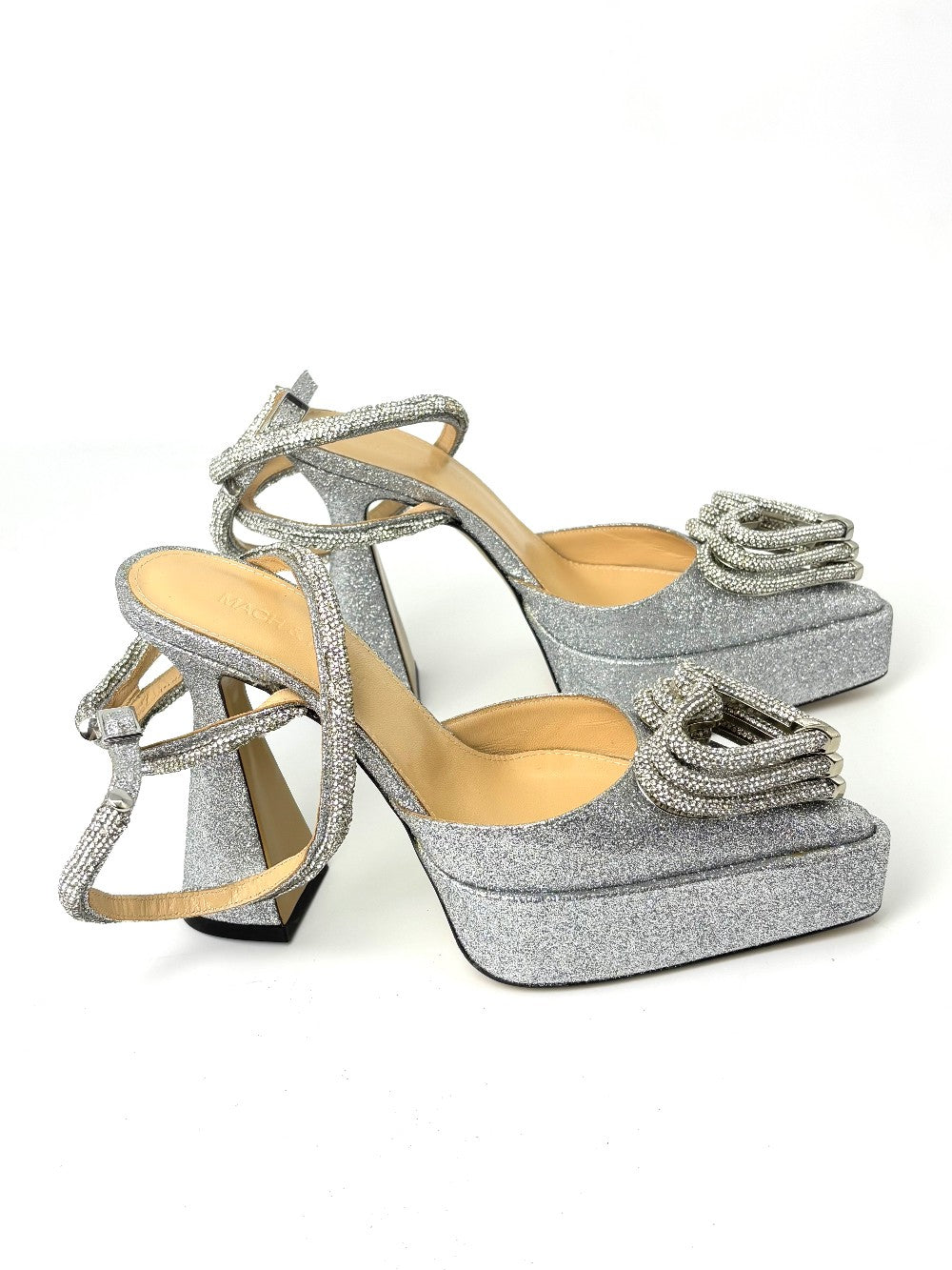 Brand New. Mach&Mach Heel Glitter Silver. 35.5|7414