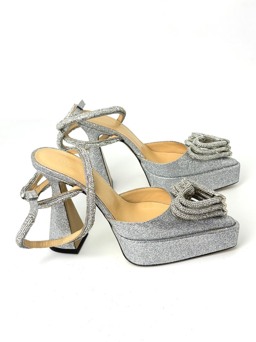 Brand New. Mach&Mach Heel Glitter Silver. 35.5|7414